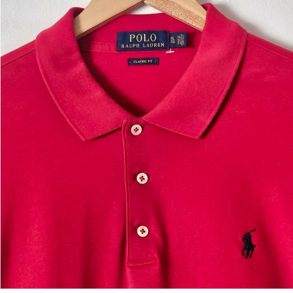 Polo Ralph Lauren Red Classic Fit Cotton Pony Logo‎ Polo Shirt Mens XL Preppy